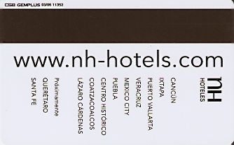 Hotel Keycard NH Hotels  Mexico Back