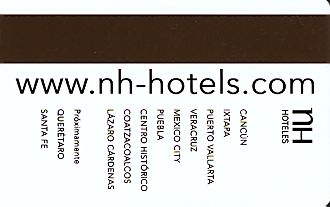 Hotel Keycard NH Hotels  Mexico Back