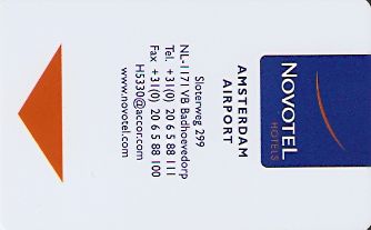 Hotel Keycard Novotel Amsterdam Netherlands Front