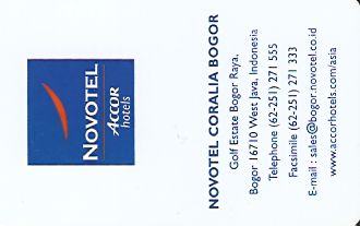 Hotel Keycard Novotel Bogor Indonesia Front
