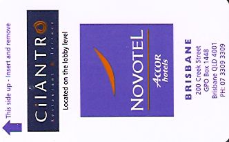 Hotel Keycard Novotel Brisbane Australia Front