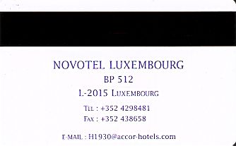 Hotel Keycard Novotel  Luxembourg Back