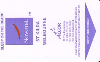 Hotel Keycard Novotel Melbourne Australia Front