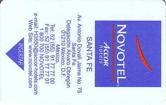 Hotel Keycard Novotel Mexico City Mexico Front