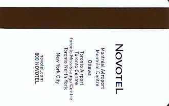 Hotel Keycard Novotel Montreal Canada Back