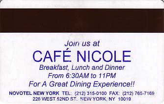 Hotel Keycard Novotel New York City U.S.A. Back