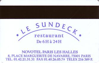 Hotel Keycard Novotel Paris France Back