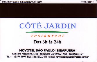 Hotel Keycard Novotel Sao Paulo Brazil Back