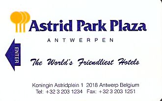 Hotel Keycard Park plaza Antwerp Belgium Front