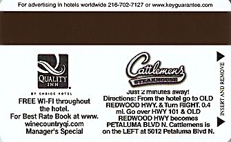 Hotel Keycard Quality Inn & Suites Generic Back