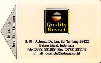 Hotel Keycard Quality Inn & Suites Batam Indonesia Front