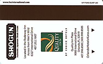 Hotel Keycard Quality Inn & Suites Orlando U.S.A. Back