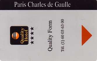 Hotel Keycard Quality Inn & Suites Paris France Front