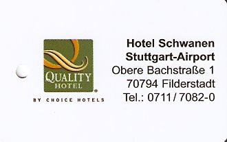 Hotel Keycard Quality Inn & Suites Stuttgart Germany Front