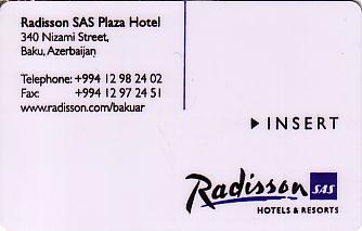 Hotel Keycard Radisson Baku Azerbaijan Front