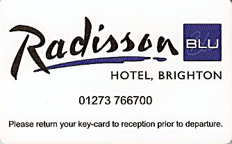 Hotel Keycard Radisson Brighton United Kingdom Front