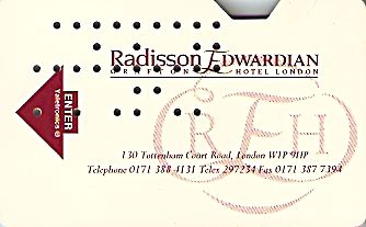 Hotel Keycard Radisson London United Kingdom Front