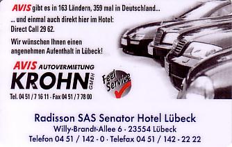 Hotel Keycard Radisson Lubeck Germany Front