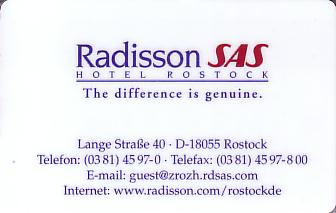 Hotel Keycard Radisson Rostock Germany Front