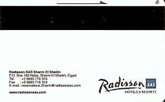 Hotel Keycard Radisson Sharm El Sheikh Egypt Back