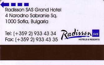 Hotel Keycard Radisson Sofia Bulgaria Back