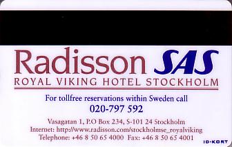 Hotel Keycard Radisson Stockholm Sweden Back
