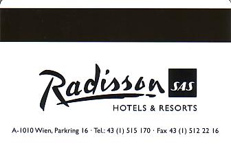 Hotel Keycard Radisson Vienna Austria Back