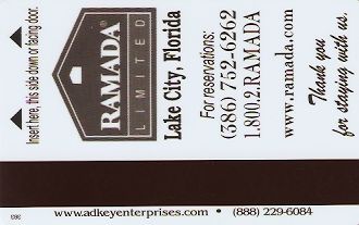 Hotel Keycard Ramada Florida (State) U.S.A. (State) Back