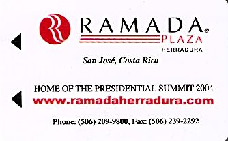 Hotel Keycard Ramada San Jose Costa Rica Front