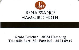 Hotel Keycard Renaissance Hamburg Germany Back