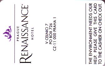 Hotel Keycard Renaissance Prague Czech Republic Front