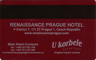 Hotel Keycard Renaissance Prague Czech Republic Back