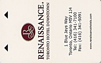 Hotel Keycard Renaissance Toronto Canada Front