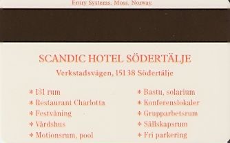 Hotel Keycard Scandic Sodertalje Sweden Back