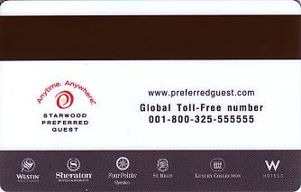 Hotel Keycard Sheraton Bangkok Thailand Back