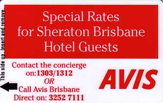 Hotel Keycard Sheraton Brisbane Australia Front