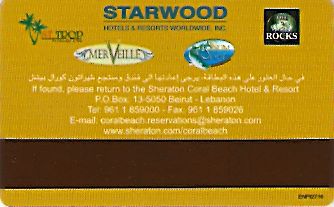 Hotel Keycard Sheraton Beirut Lebanon Back