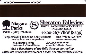 Hotel Keycard Sheraton Niagara Falls Canada Back