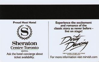 Hotel Keycard Sheraton Toronto Canada Back