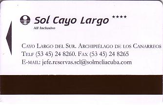 Hotel Keycard Sol Melia - Sol Inn Cayo Largo Cuba Back