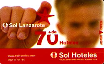 Hotel Keycard Sol Melia - Sol Inn Lanzarote Spain Front