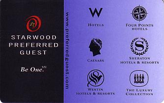 Hotel Keycard Starwood Hotels Generic Front