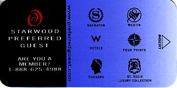 Hotel Keycard Starwood Hotels Generic Front
