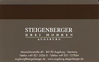 Hotel Keycard Steigenberger Augsburg Germany Back