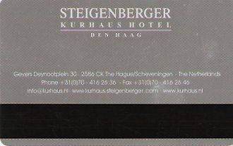 Hotel Keycard Steigenberger The Hague Netherlands Back