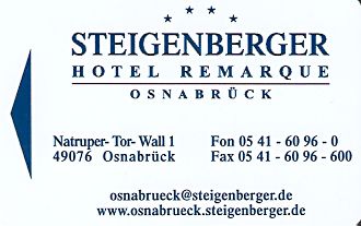 Hotel Keycard Steigenberger Osnabruck Germany Front