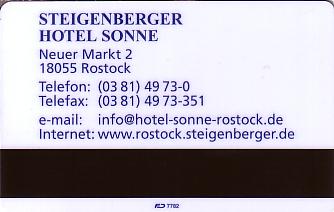 Hotel Keycard Steigenberger Rostock Germany Back