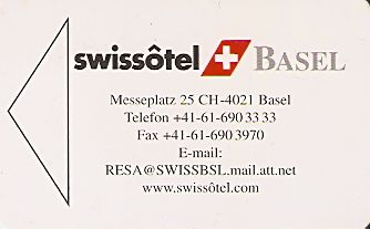 Hotel Keycard Swissotel Basel Switzerland Front