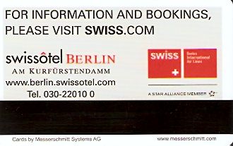 Hotel Keycard Swissotel Berlin Germany Back