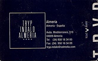 Hotel Keycard Sol Melia - Tryp Almeria Spain Front